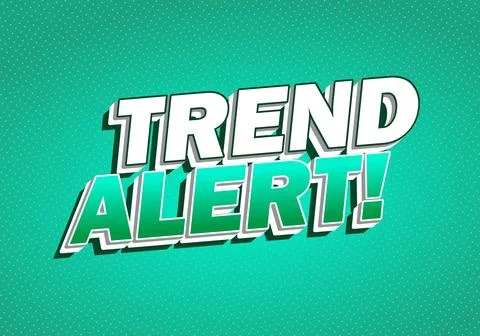 Bold comic style trend alert! text in white and green on teal dotted backgr.. Stock Illustration