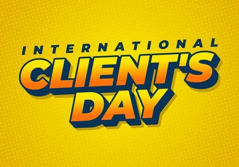Bold comic style yellow and blue international clients day text on dotted y.. イラスト素材