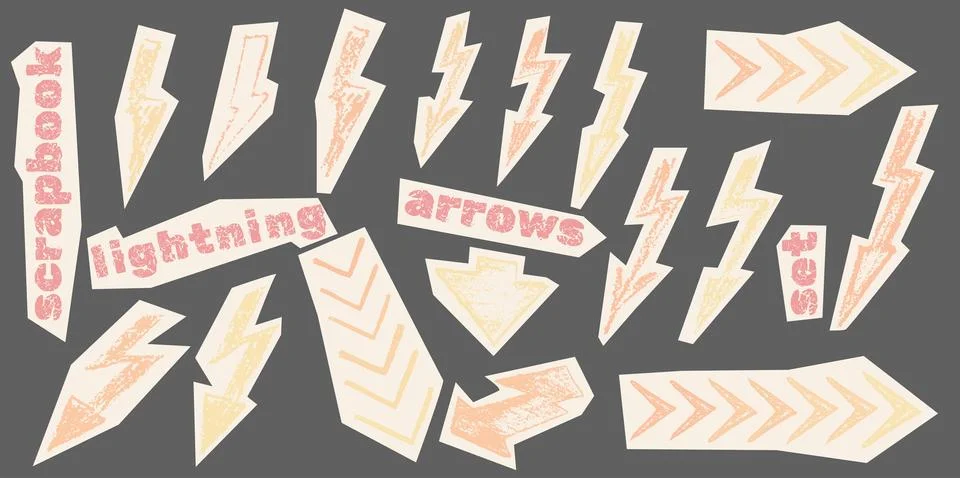 Bold crayon arrow collection featuring hand-drawn doodles Illustrazione stock