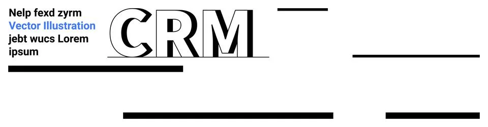 Bold CRM text with additional blue and black typography accents. Ideal for bu Illustrazione stock