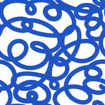 Bold Curly Lines pattern in Blue and White colors. Stock Illustration