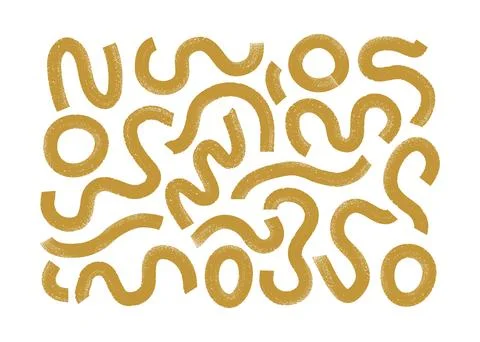 Bold curly lines, red waves, squiggles set. Vector illustration with textored Stock Illustration