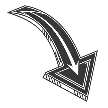 Bold curved back arrow flat design vector illustration イラスト素材