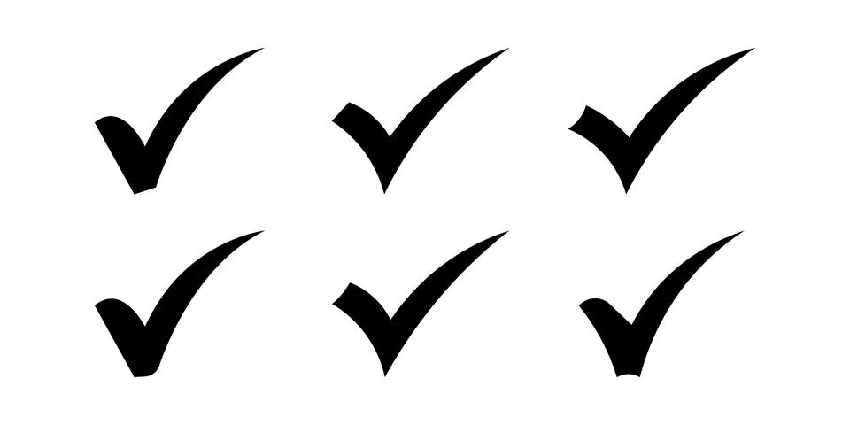 Bold Curved Black Tick Vector Graphics Stock Illustration