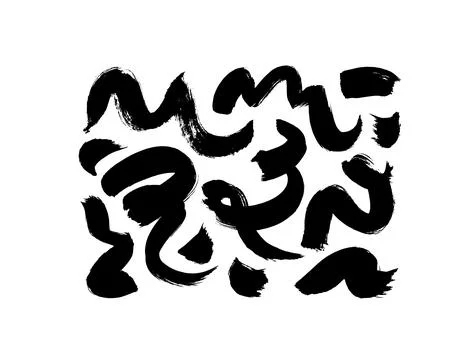 Bold curved lines and wavy brushstrokes collection Stock Illustration