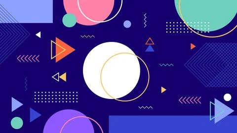 Bold Dark Memphis Geometry Background Stock Illustration