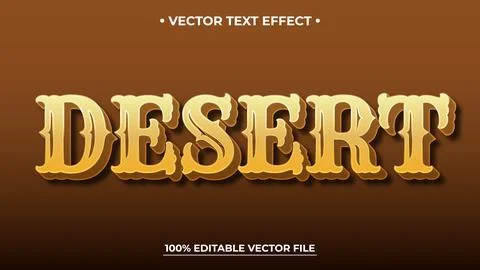 Bold Desert Text Effect in Gold with Brown Background and Shadow Stock Illustration