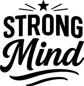 Bold design featuring the phrase strong mind with a star and decorative ele.. Stock Illustration