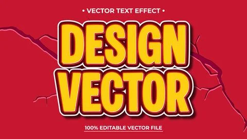 Bold Design Vector Text Effect with Red Background and Cracks Illustrazione stock