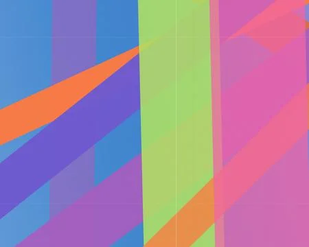 Bold diagonal bands and vertical panels in blue, pink, lime, purple, and or.. Stock Illustration