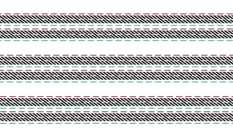 Bold Diagonal Striped Pattern With Colorful Dashed Lines On White Backgroun.. Stock Illustration