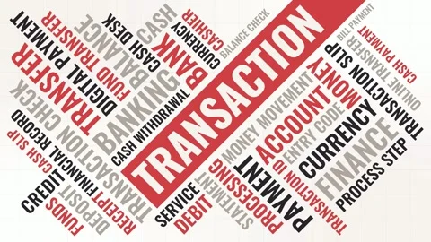 Bold Diagonal Transaction Word Cloud Animation Shameless Loop. Transaction .. 库存影片 341688697