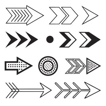 Bold direction arrows collection flat design vector illustration Stock Illustration