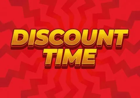 Bold discount time sign with red background and yellow text Illustrazione stock
