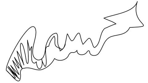 Bold doodle arrow with one line rising up on a white background. Simple bus.. Stock Illustration
