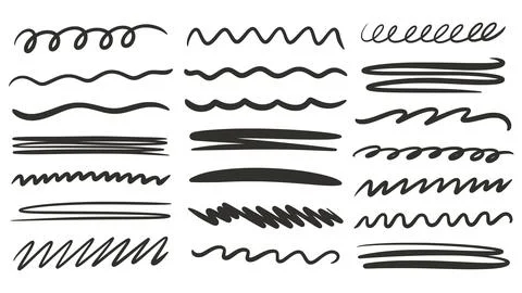 Bold doodle freehand line set Stock Illustration