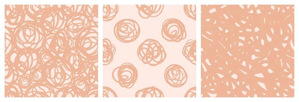 Bold Doodle Lines pattern set. Abstract Squiggle Wavy print. Stock Illustration