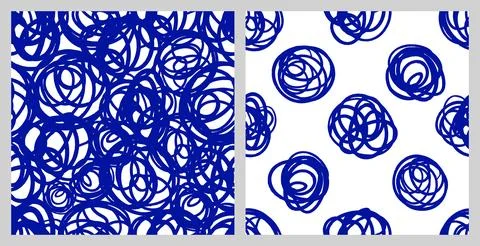 Bold Doodle Lines pattern set. Abstract Squiggle Wavy print. Stock Illustration
