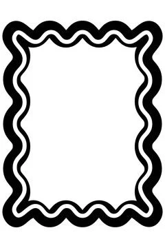 Bold Double Wave Rectangle Frame with Thick Black Border Stock Illustration