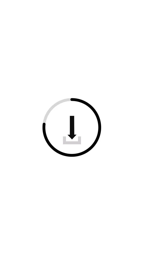 Bold downward arrow and open tray appear within a rotating status circle on whit Stock Footage 341004257