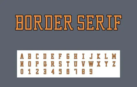Bold Drop Shadow Border Serif Typeface in Burnt Orange on Slate Gray Illustrazione stock