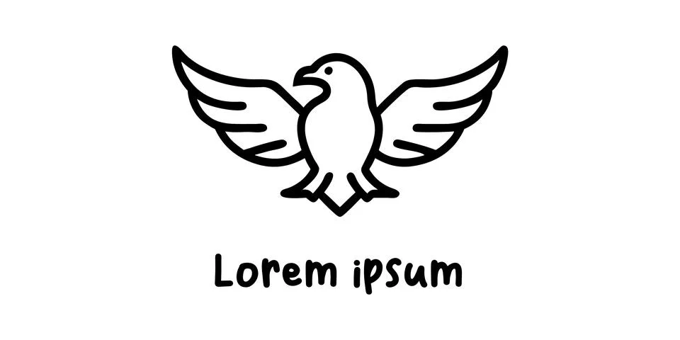 Bold eagle head and flying eagle outline designs for tattoos and logos Stock Illustration
