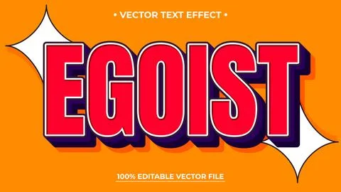 Bold Egoist typography with comic effect on orange background Stock Illustration