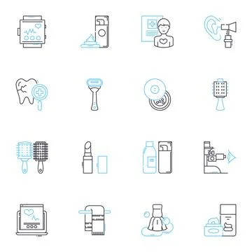 Bold elegance linear icons set. Daring, Confident, Regal, Exquisite, Posh Stock Illustration