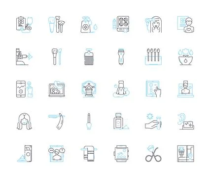 Bold elegance linear icons set. Daring, Confident, Regal, Exquisite, Posh Stock Illustration