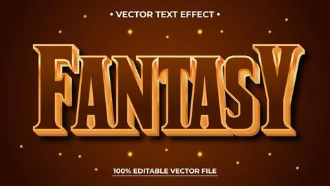 Bold Fantasy Text Effect with Gold Accents and Sparkling Star Elements 스톡 일러스트