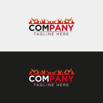 Bold Fire Flame Banner Text Logo in Red and Orange with Two Color Variations Stock Illustration