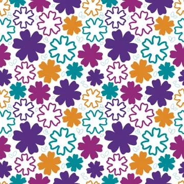 Bold flowers seamless pattern. Vector illustration Stockillustratie