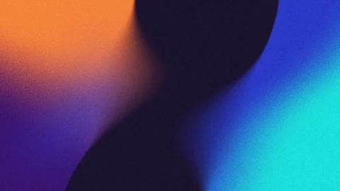 Bold flowing gradient forms with grainy retro sensor noise loop Stock Footage 347807050