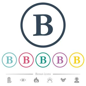 Bold font type flat color icons in round outlines Stock Illustration