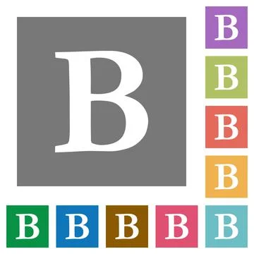 Bold font type square flat icons Stock Illustration