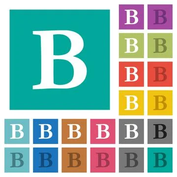 Bold font type square flat multi colored icons Stock Illustration
