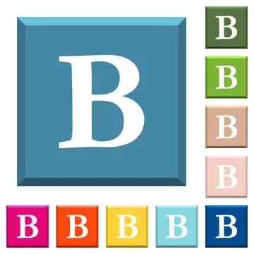Bold font type white icons on edged square buttons Stock Illustration