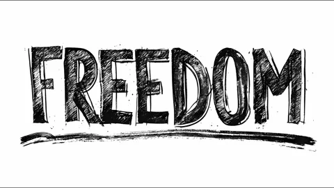 Bold freedom word morphing seamlessly in stopmotion animation Stock Footage 319155188