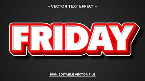 Bold Friday Text Effect with Red Outline and Editable Vector on Dark Backgrou Stock Illustration