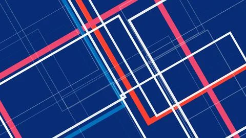 A bold geometric abstract background with navy tones, intersecting grid lin.. Stock Illustration