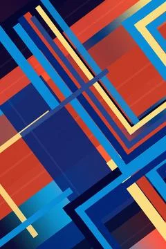 Bold geometric abstract composition of overlapping lines and rectangular bl.. 库存插图