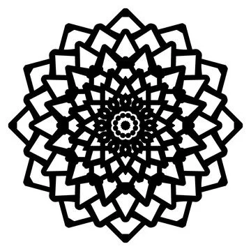 Bold Geometric Black and White Mandala Ornament Stock Illustration