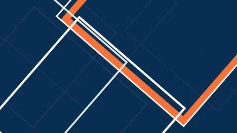 A bold geometric composition of angled white and orange bands over a deep n.. Ilustração Stock