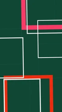 A bold geometric composition of white and pink outlined rectangles over dee.. 库存插图