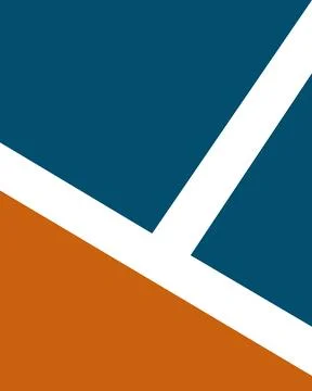 Bold geometric design. White lines divide deep blue and warm orange. Stock Illustration