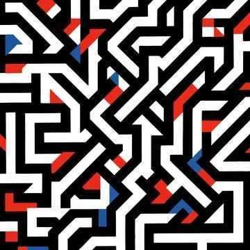 Bold geometric maze of colorful angular paths Illustrazione stock