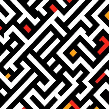 Bold geometric maze of colorful angular paths Ilustração Stock