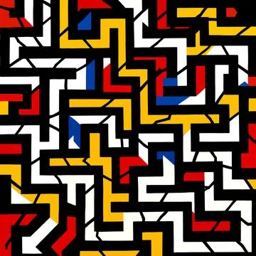 Bold geometric maze of colorful angular paths Illustrazione stock