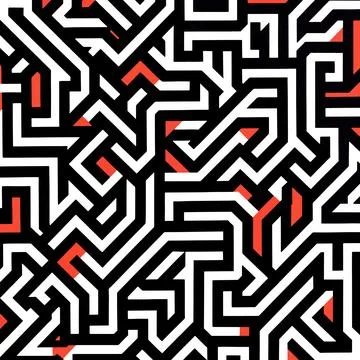 Bold geometric maze of colorful angular paths Ilustração Stock