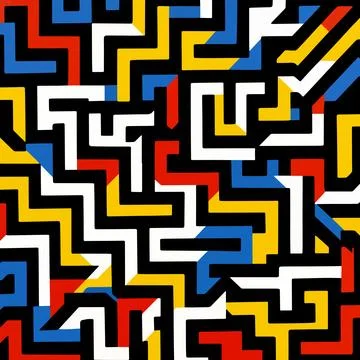 Bold geometric maze of colorful angular paths 스톡 일러스트